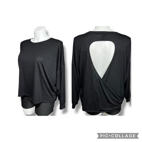 Old Navy Active Womens T Shirt Top Pullover Keyhole Back Long Sleeve Black XXL - Picture 1 of 9